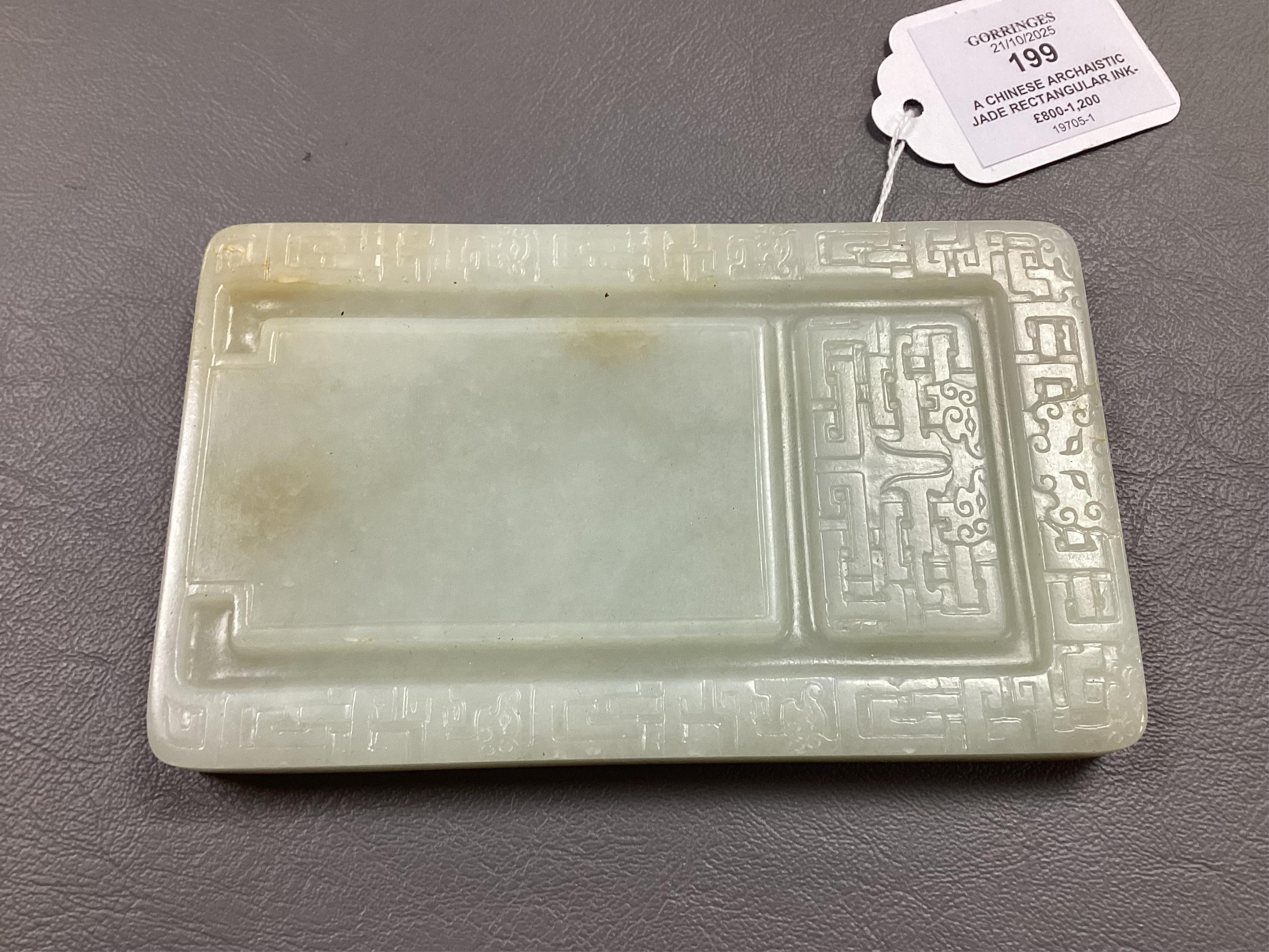 A Chinese archaistic jade rectangular ink-stone